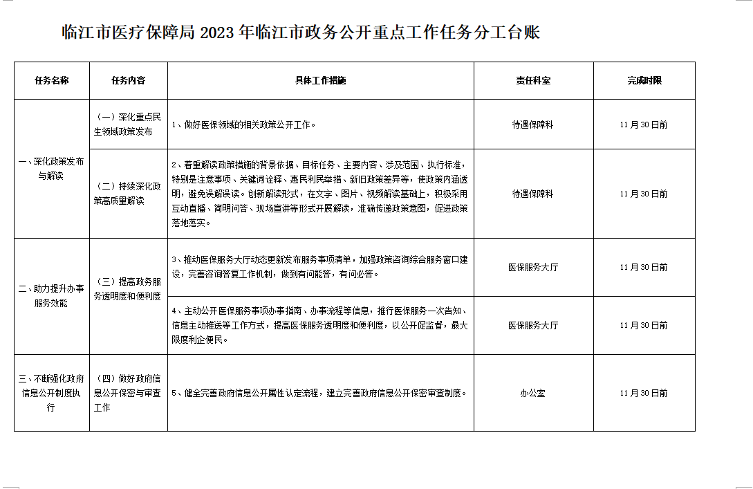 临江市医疗保障局最新项目概览