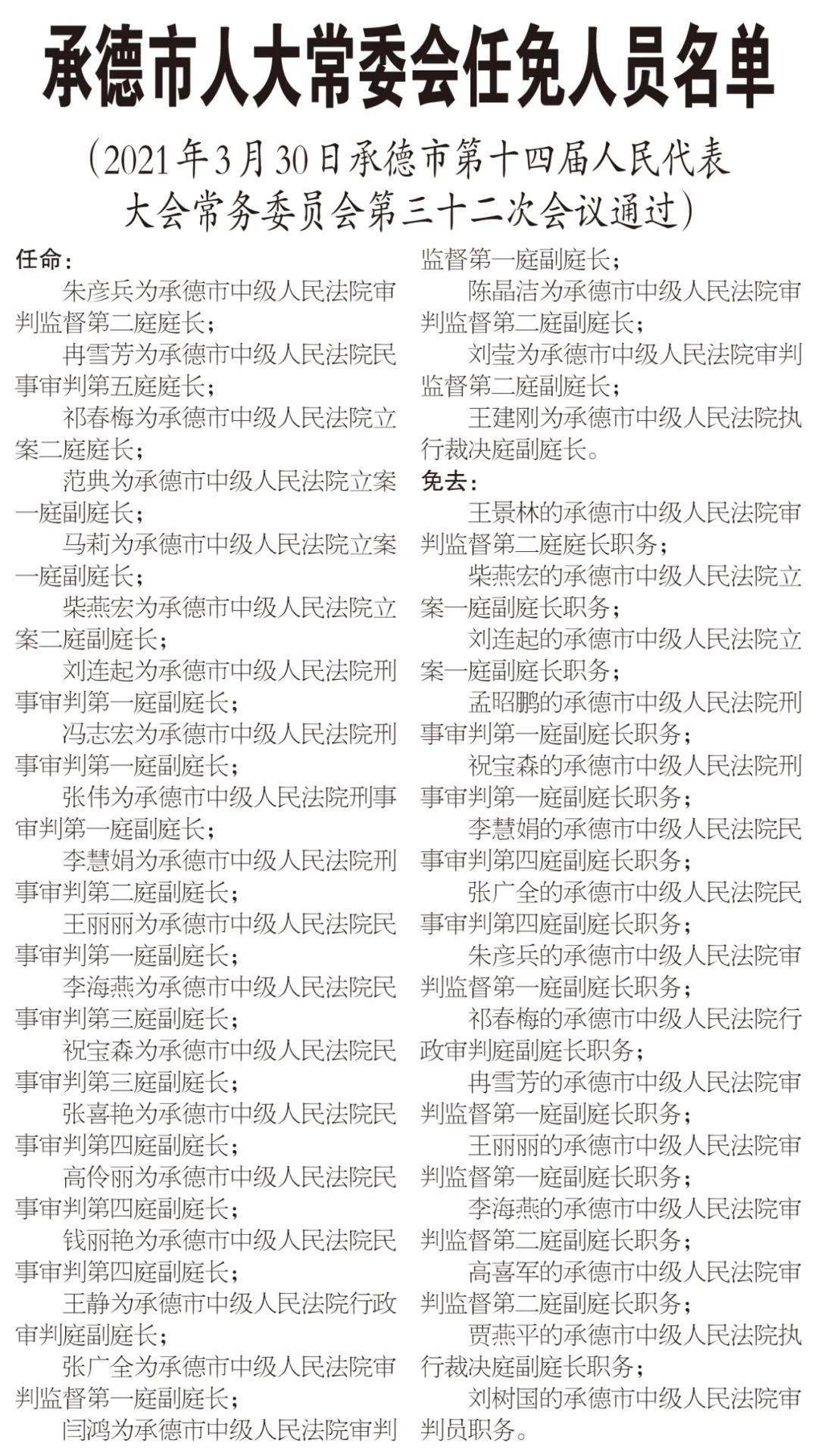 承德市民族事务委员会最新人事任命公告